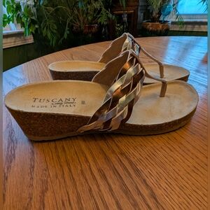 Women's Wedge Sandals - Brown and Gold